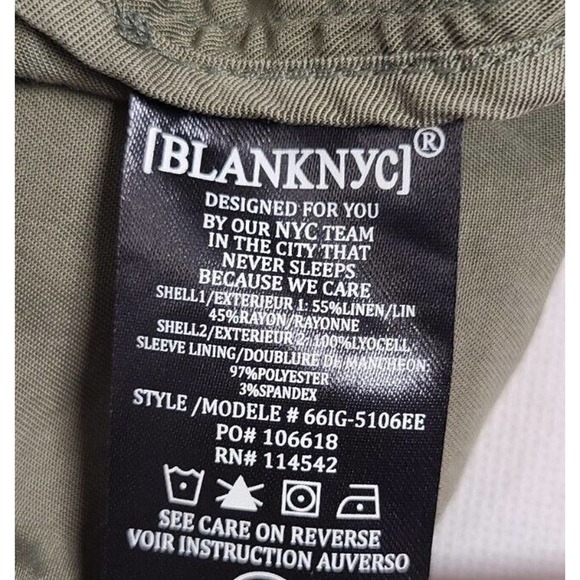 BLANKNYC Drape Front Cardigan Jacket Olive Green Linen Blend Women's Size XS EUC - Picture 6 of 9